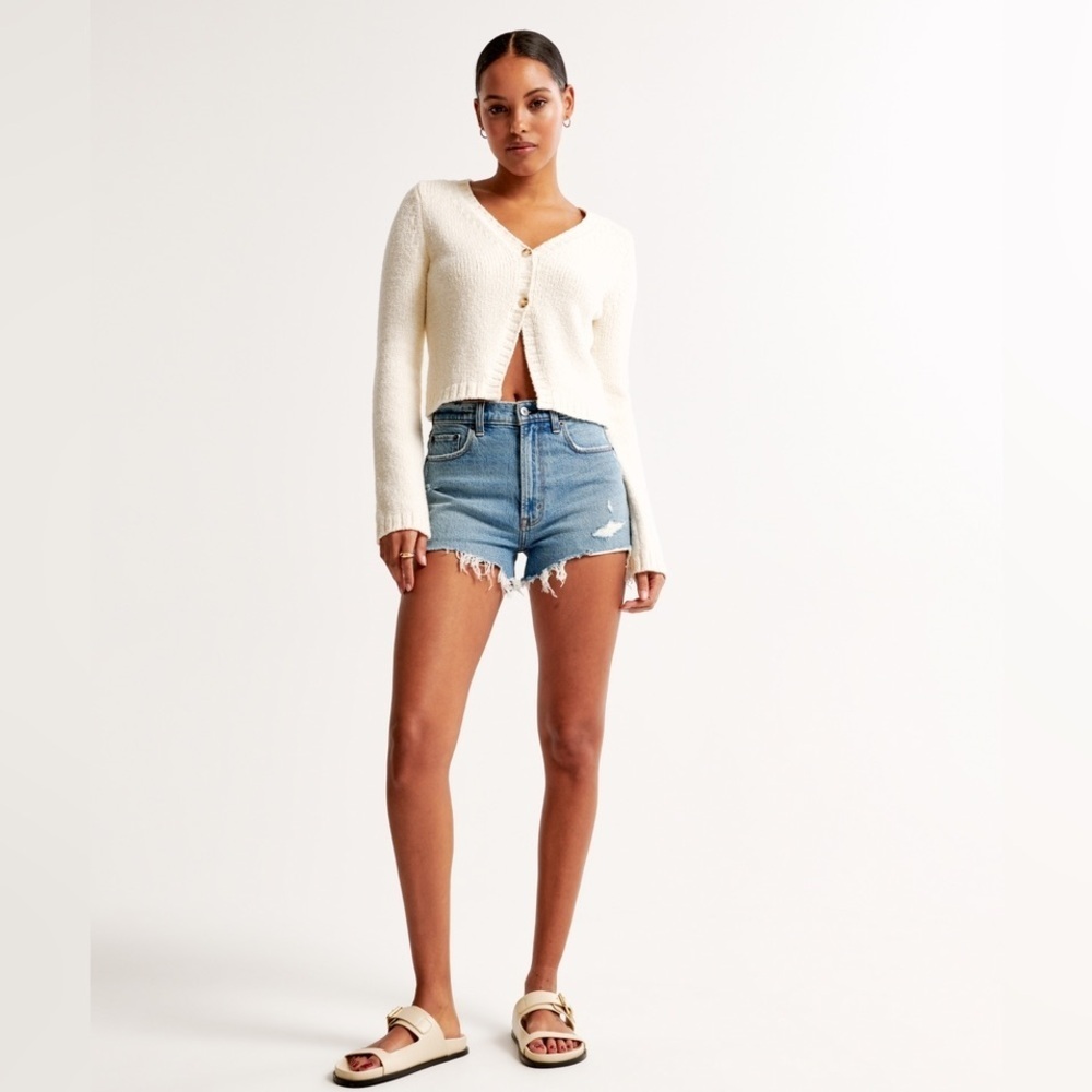ABERCROMBIE & FITCH High Rise Mom Jean Shorts Curve Love Denim - Picture 5 of 10